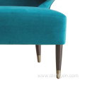 Green Velvet Wrapped Around Arm Chair with Capped Legs